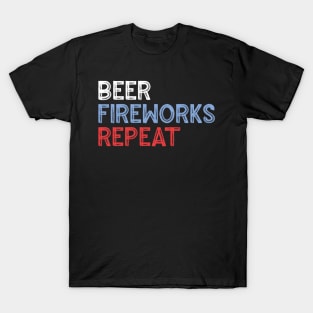 4th July shirt Beer Fireworks Repeat Independence Day Fireworks T-Shirt